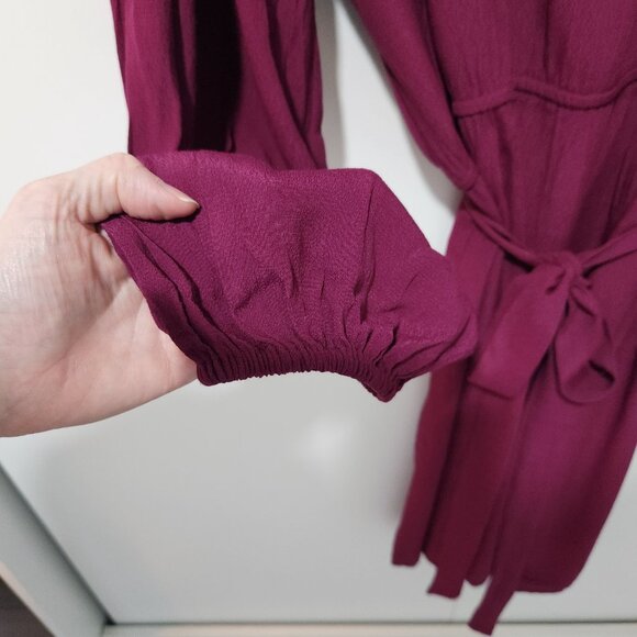 GAP Women's Long Sleeve Berry Purple Peasant Style Dress with Embroidery XXL - Picture 6 of 11